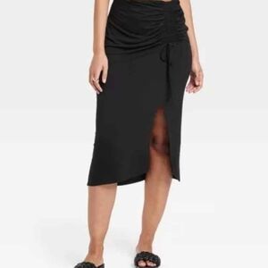 A New Day Black Asymmetric Ruched Skirt